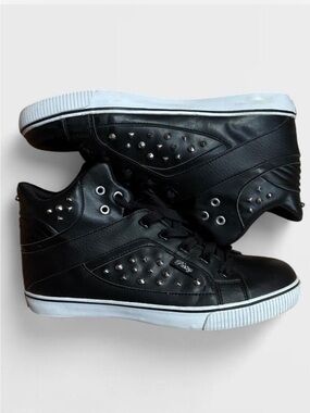 Black High-Top Studded Sneakers